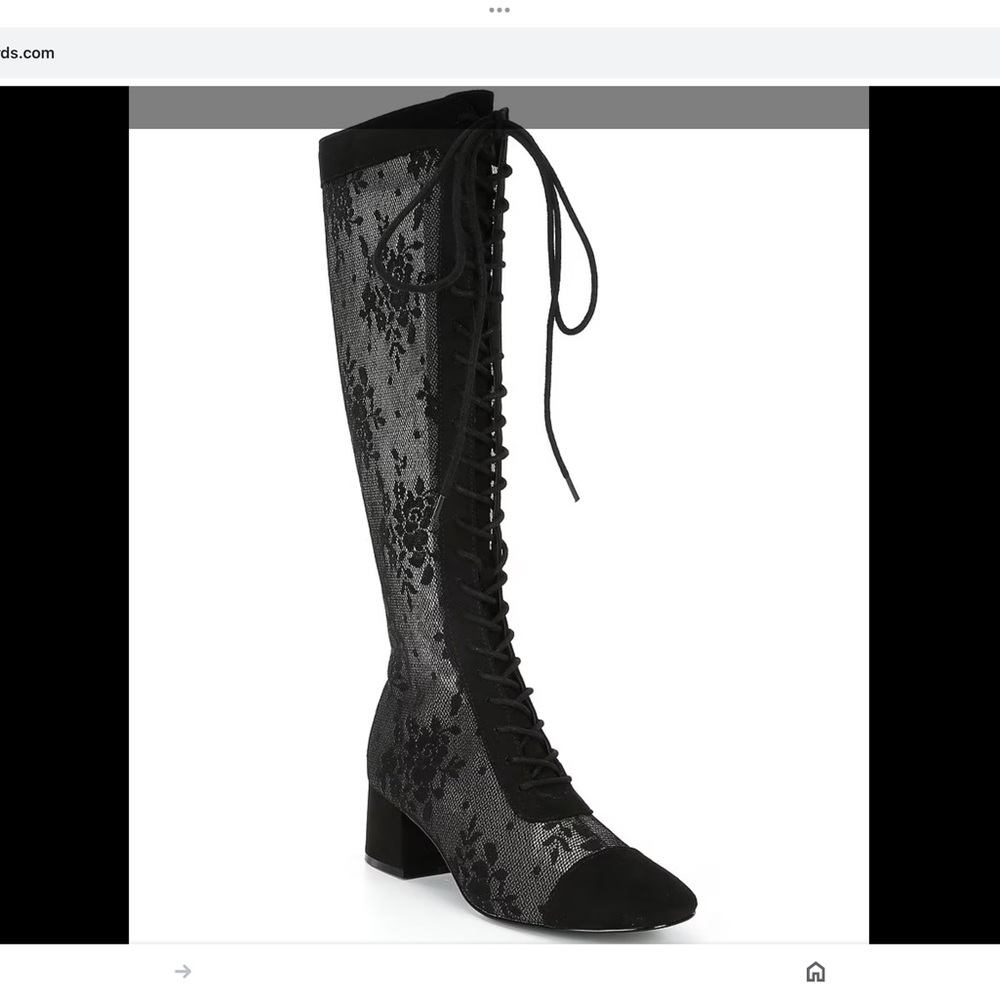 Steve Madden Sheer Lace up Velvet Mesh Naughtily-d Heeled Tall Boots Women 7.5